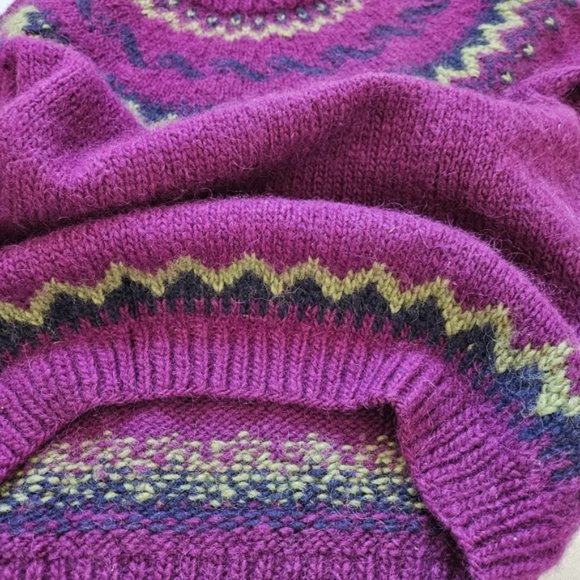 Fair Isle handmade crewneck long sleeve wool sweater women's size M/L - Picture 13 of 16